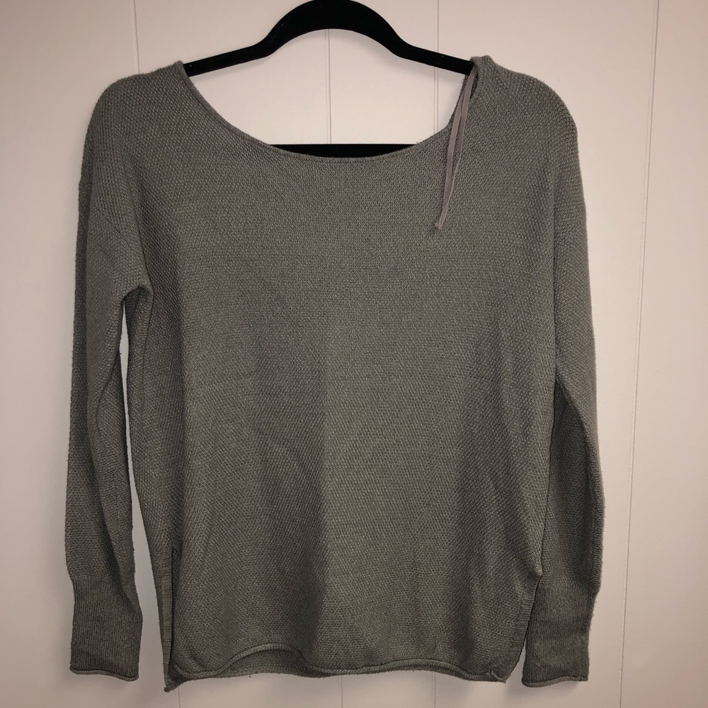 Grey long sleeve garage sweater
